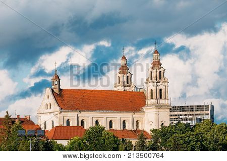 Vilnius, Lithuania. Church Of St Raphael The Archangel And Former Jesuit Monastery In Sunny Summer Day.