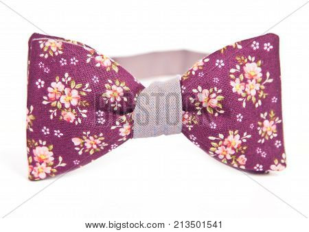 flower pattern bow tie isolate white background.