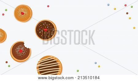 Hanukkah dougnut , Jewish holiday symbol. sweet traditional bake. vector illustration greeting card