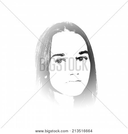 Black And White Portrait Of Young Girl