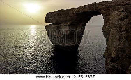 Sea view to Azure window natural arch now vanished Gozo island Malta