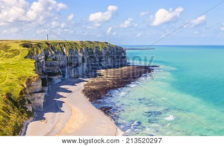 La Tileul beach on the Normandy coast during low tide.