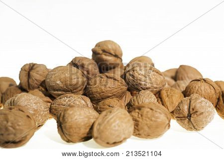 Christmas Nuts On White Background.
