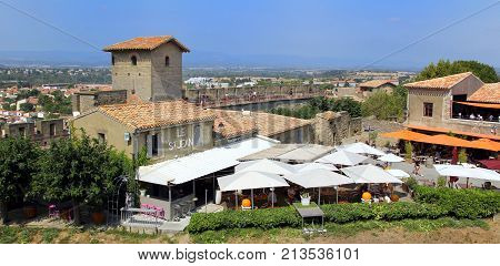 Carcassonne, Languedoc-roussillon, France - August 24 2017: Restaurant 