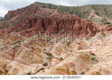 Fairy Tale Canyon (also Skazka) rock formations on the Issyk-Kul lake Kyrgyzstan