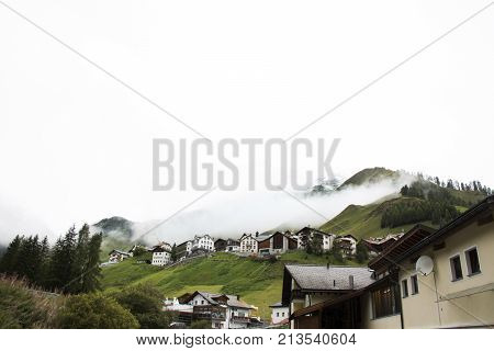 Villages Of Tschlin And Ramosch At Beside Road Between Go To Samnaun Is A High Alpine Village And A