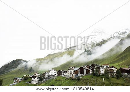 Villages Of Tschlin And Ramosch At Beside Road Between Go To Samnaun Is A High Alpine Village And A
