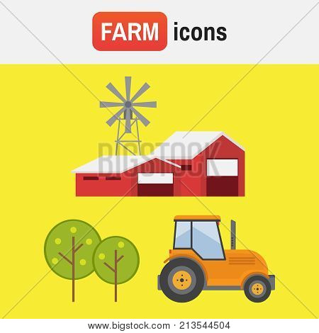 Agricultural Machines. Farm Vector. Rustic Landscapes Vector
