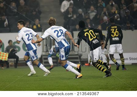 Solna Sweden - Oct 30 2017: Soccer Player In The Game Aik And Ifk Gothenburg. October 30 2017solnasw