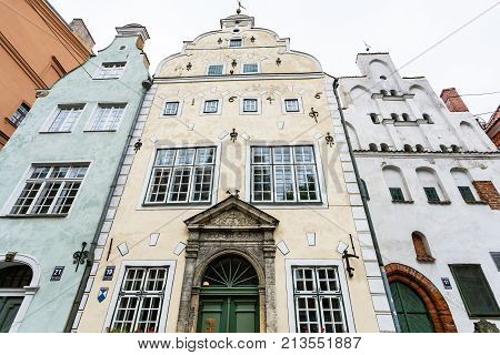 Facade Of Three Brothers Houses In Riga City