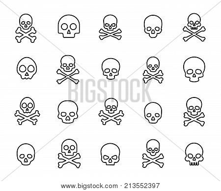 Simple collection of death related line icons. Thin line vector set of signs for infographic, logo, app development and website design. Premium symbols isolated on a white background.