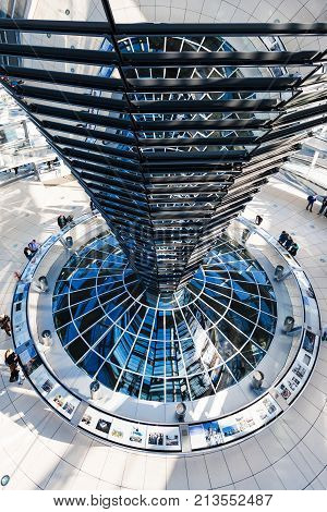 Interior Of Reichstag Dome In Berlin City