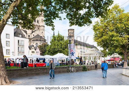 Outdoor Market In Frankenwerft Area Of Cologne