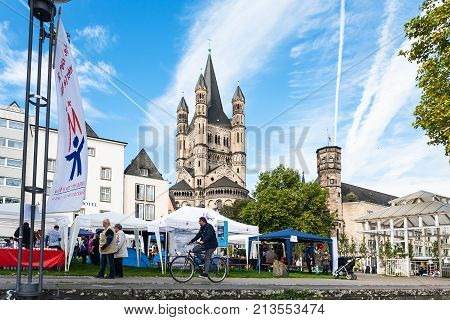 Street Market In Frankenwerft Area Of Cologne City