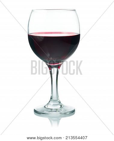 Wine glass with red wine. Isolated on white