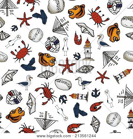 sea print With bridge, crab, tiger pie Vladivostok