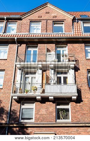 Facade Of Urban House In Hamburg City