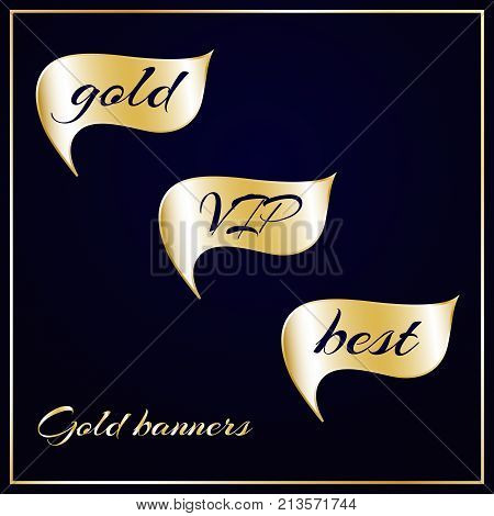 Gold Banners With Text Gold, Vip, Best Set Vector