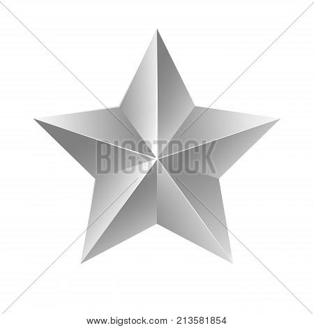 Silver star. Vector sign on white background