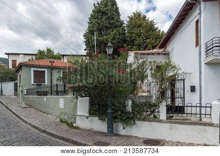 XANTHI, GREECE - SEPTEMBER 23, 2017: Street and old houses in old town of Xanthi, East Macedonia and Thrace, Greece