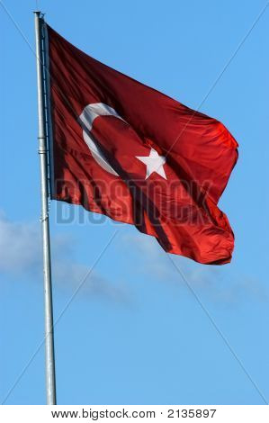 Tyrkisk rødt Flag med hvid stjerne og månen