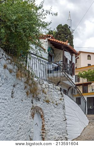 XANTHI, GREECE - SEPTEMBER 23, 2017: Street and old houses in old town of Xanthi, East Macedonia and Thrace, Greece