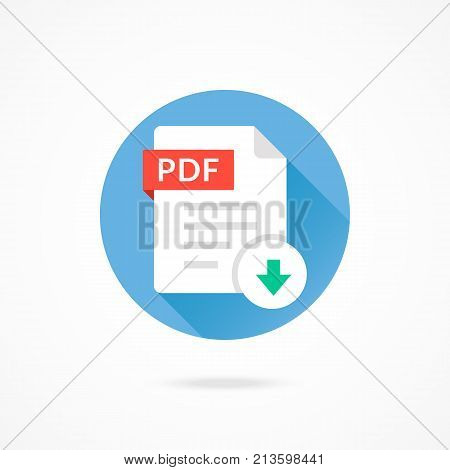 Download PDF icon. Download document. Vector round icon with long shadow design