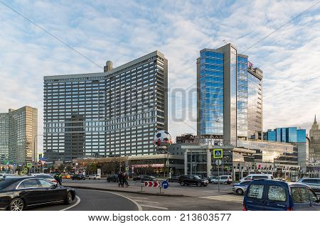 Moscow, Russia -November 2. 2017 A Shopping center Lotte Plaza o Novy Arbat.