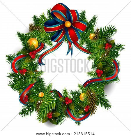 easy to edit vector illustration of beautiful decoration for Happy New Year and Merry Christmas greeting