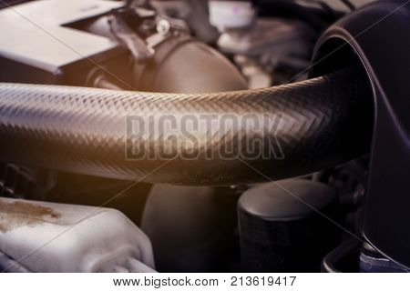 Intercooler pipe of turbo system. Automotive parts concept.