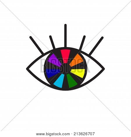 Icon gay club. Female eye with rainbow. Vector illustrationIcon gay club