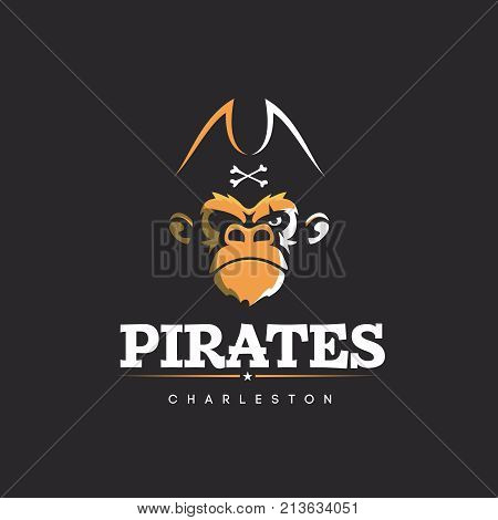 Modern vector professional logo emblem pirates monkey.