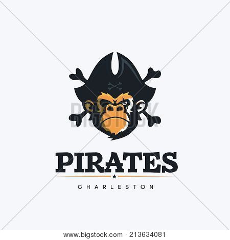 Modern vector professional logo emblem pirates monkey.