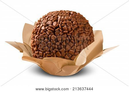 Traditional Brazilian Brigadeiro Isolated On White Background