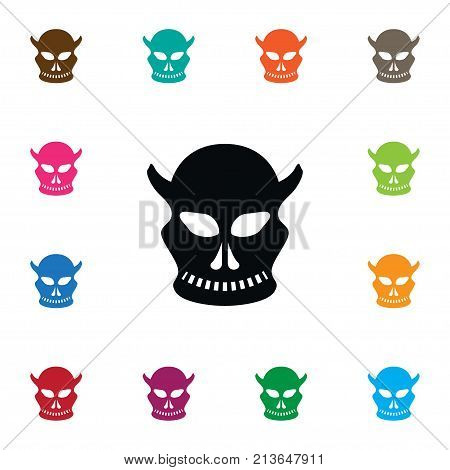Cranium Vector Element Can Be Used For Skull, Cranium, Creepy Design Concept.  Isolated Skull Icon.
