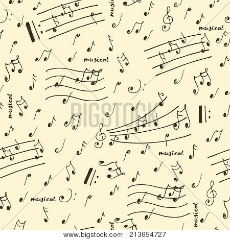 doodle hand sketched musical elements seamless pattern