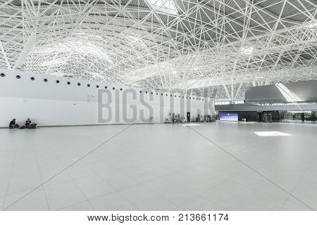 ZAGREB AIRPORT - 24 APRIL 2017: Interior of the departures terminal.