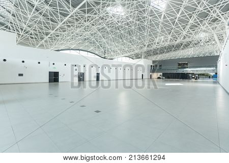 ZAGREB AIRPORT - 24 APRIL 2017: Interior view of the departure terminal.