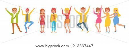 Office party. Group of people celebrating and dancing