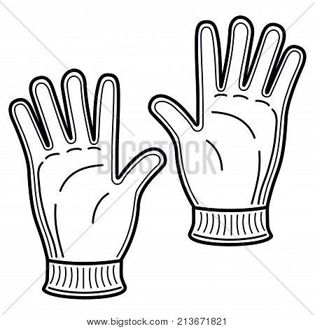 Woolen Winter Warm Pair Gloves Clothing Outlines