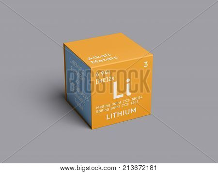 Lithium. Alkali Metals. Chemical Element Of Mendeleev's Periodic Table. 3D Illustration.