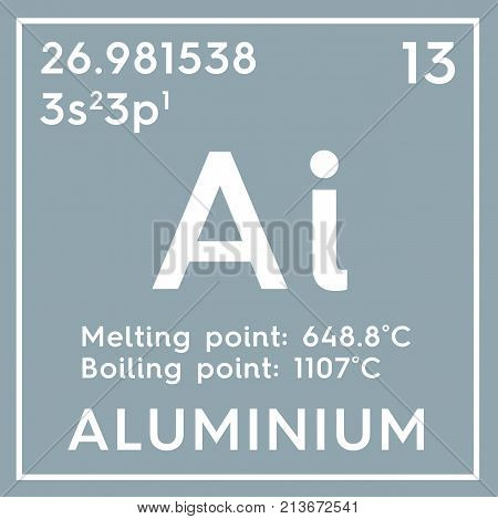 Aluminium. Post-transition Metals. Chemical Element Of Mendeleev's Periodic Table. 3D Illustration.