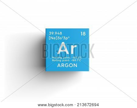 Argon. Noble Gases. Chemical Element Of Mendeleev's Periodic Table 3D Illustration.