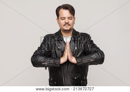 Harmony Concept. Brutal Man Relaxing And Mudram Peace.