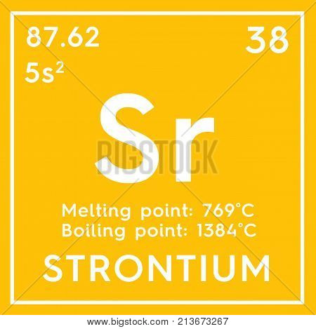 Strontium. Alkaline Earth Metals. Chemical Element Of Mendeleev's Periodic Table. 3D Illustration.