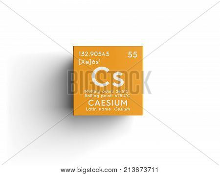 Caesium. Cesium. Alkali Metals. Chemical Element Of Mendeleev's Periodic Table. 3D Illustration.