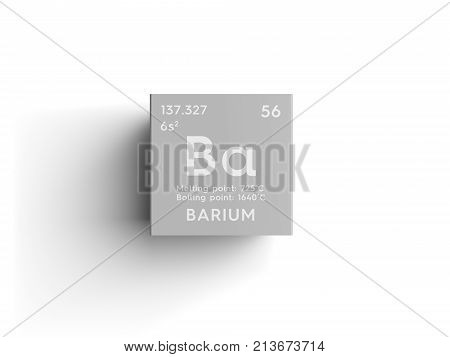 Barium. Alkaline Earth Metals. Chemical Element Of Mendeleev's Periodic Table. 3D Illustration.
