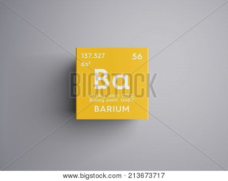 Barium. Alkaline Earth Metals. Chemical Element Of Mendeleev's Periodic Table. 3D Illustration.
