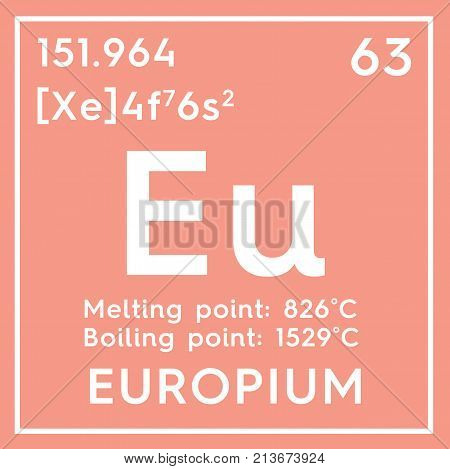 Europium. Lanthanoids. Chemical Element Of Mendeleev's Periodic Table. 3D Illustration.