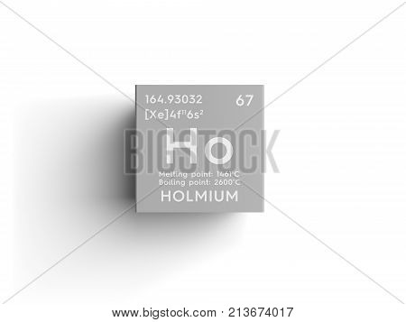 Holmium. Lanthanoids. Chemical Element Of Mendeleev's Periodic Table. 3D Illustration.